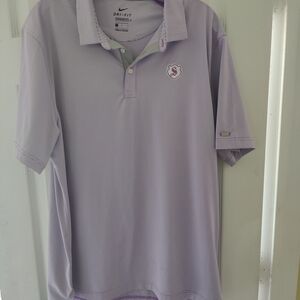 Nike Dri Fit Purple And White Striped Polo Shirt size L